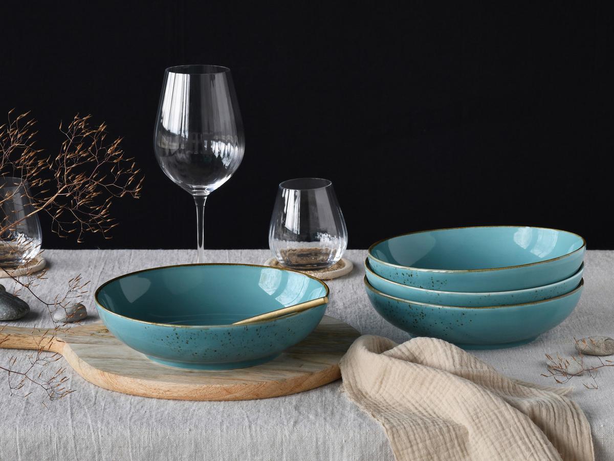 Schüsselset Nature Collection Water, 4--Teilig., Blau - Blau, Design, Keramik - Creatable