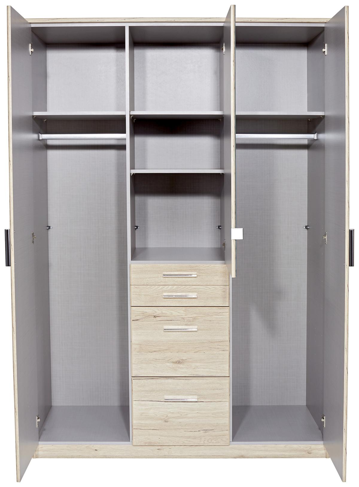 Ruhásszekrény Aachen - tölgyfa színű, Konventionell, faalapú anyag (135/198/58cm)