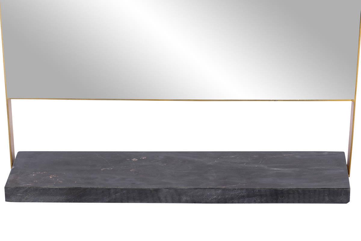 Wandspiegel Doha 43,5x69 Cm Naturstein/eisen/glas - Goldfarben/Schwarz, Trend, Glas/Stein (43,5/69/10cm) - Kayoom