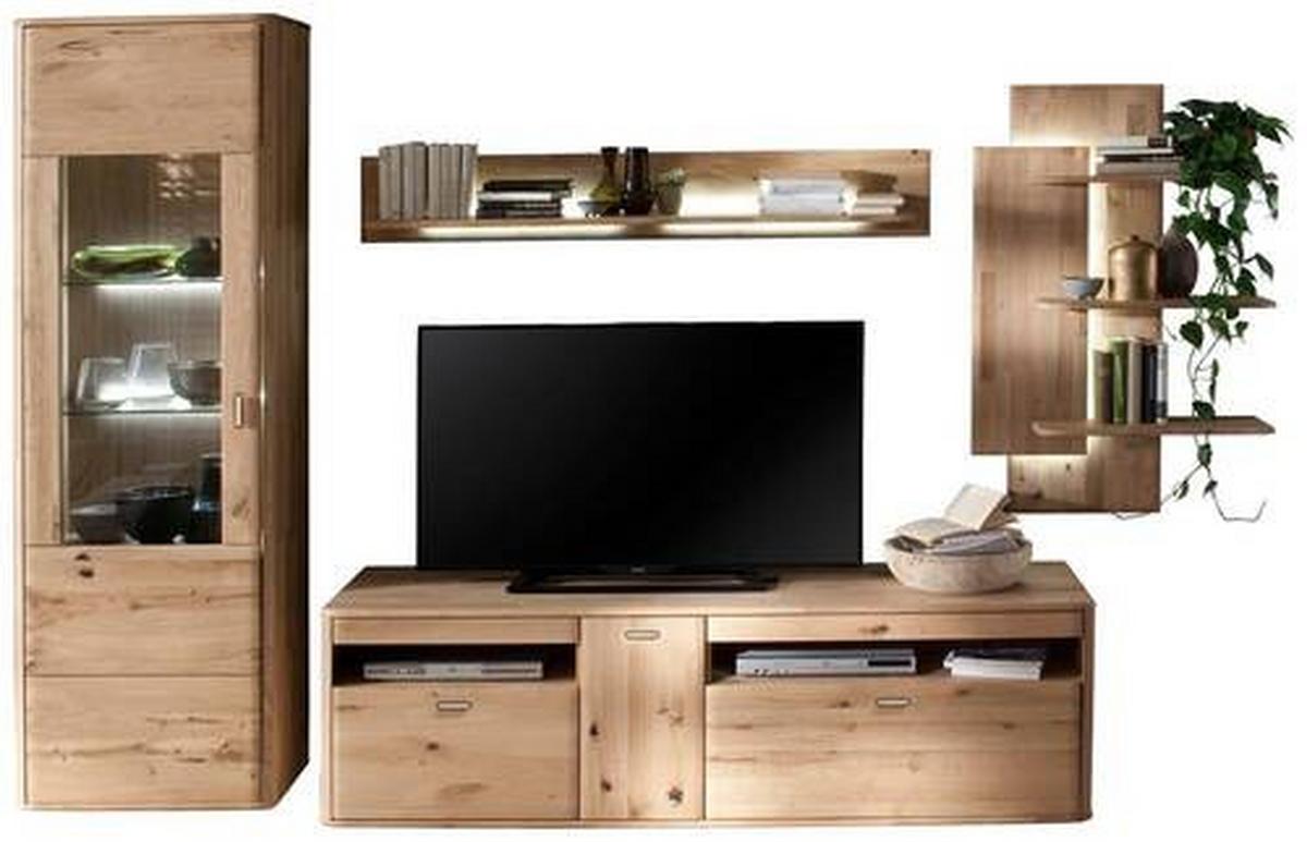 Wohnkombination Massiv 4-Tlg. Ravello Eichefarben - Eichefarben, Design, Glas/Holz (310/208/50cm) - Livetastic