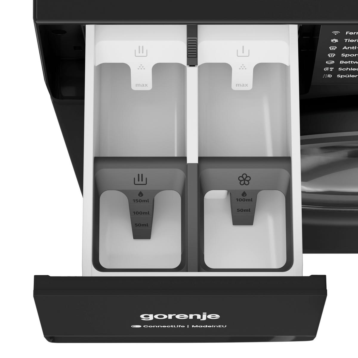 Waschmaschine WG484A3P1B Füllmenge ca. 8 kg, EEKL: A - Schwarz, Basics, Kunststoff/Metall (60cm) - Gorenje
