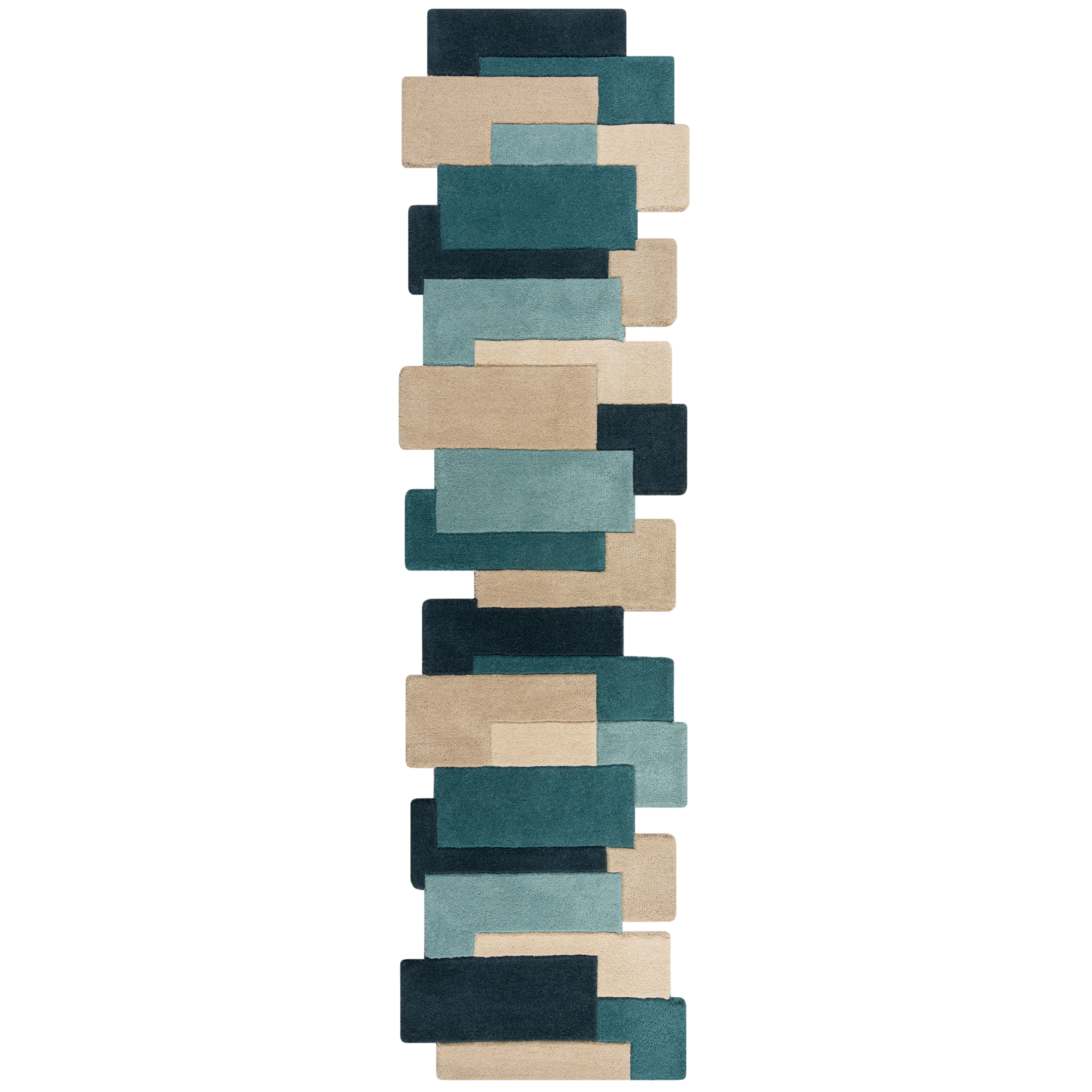 Wollteppich Petrol 230x60 Cm - Petrol, Basics, Textil (230/60cm)