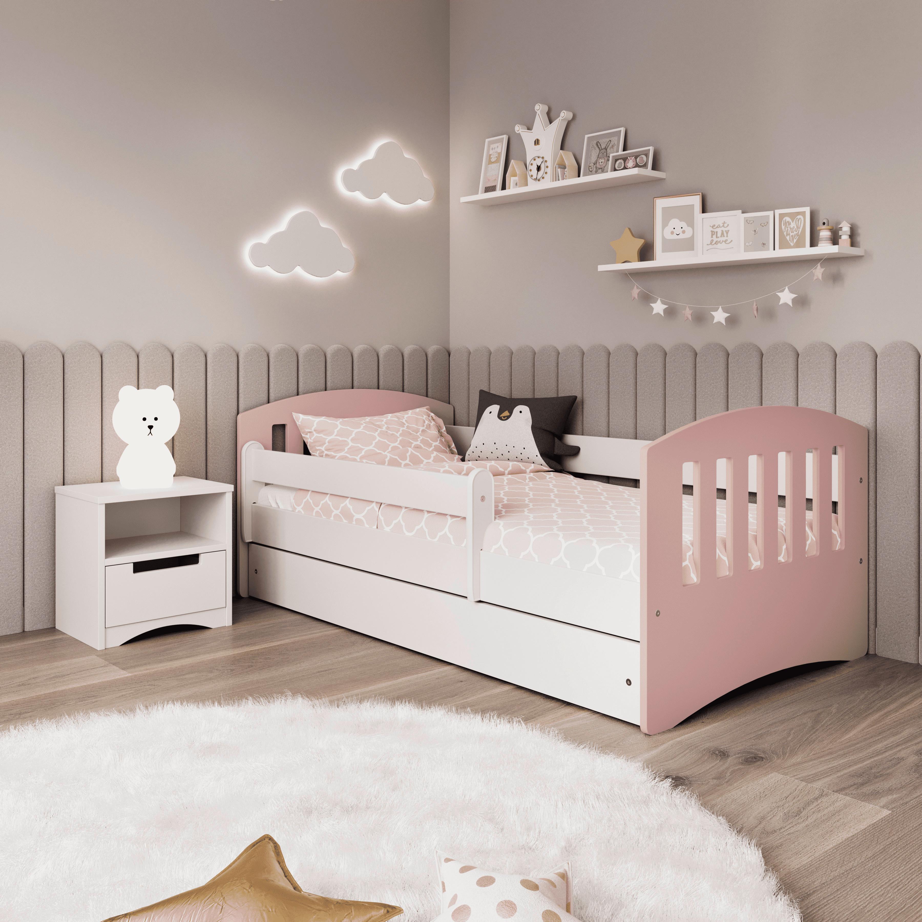 KINDER-/JUNIORBETT Classic Pink/Weiß 80x140cm - Pink/Birkefarben, MODERN, Holz/Holzwerkstoff (80/140cm) - MID.YOU
