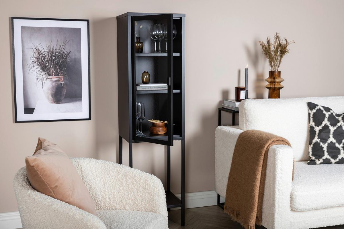 Vitrine Misha - Schwarz, Design, Metall (40.5/150/35cm) - Livetastic