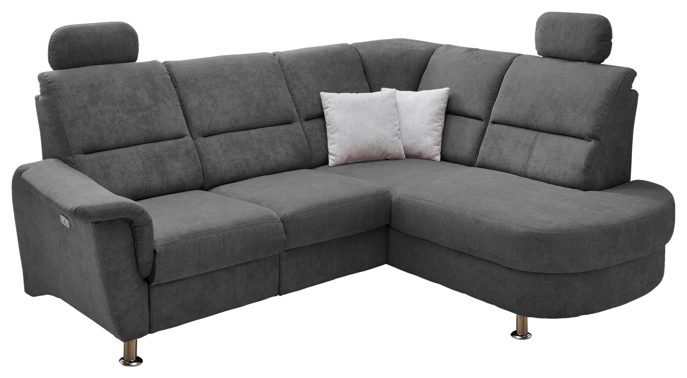 Ecksofa Parole Anthrazit S:231/184 cm - Chromfarben/Anthrazit, KONVENTIONELL, Textil (231/184cm) - Livetastic