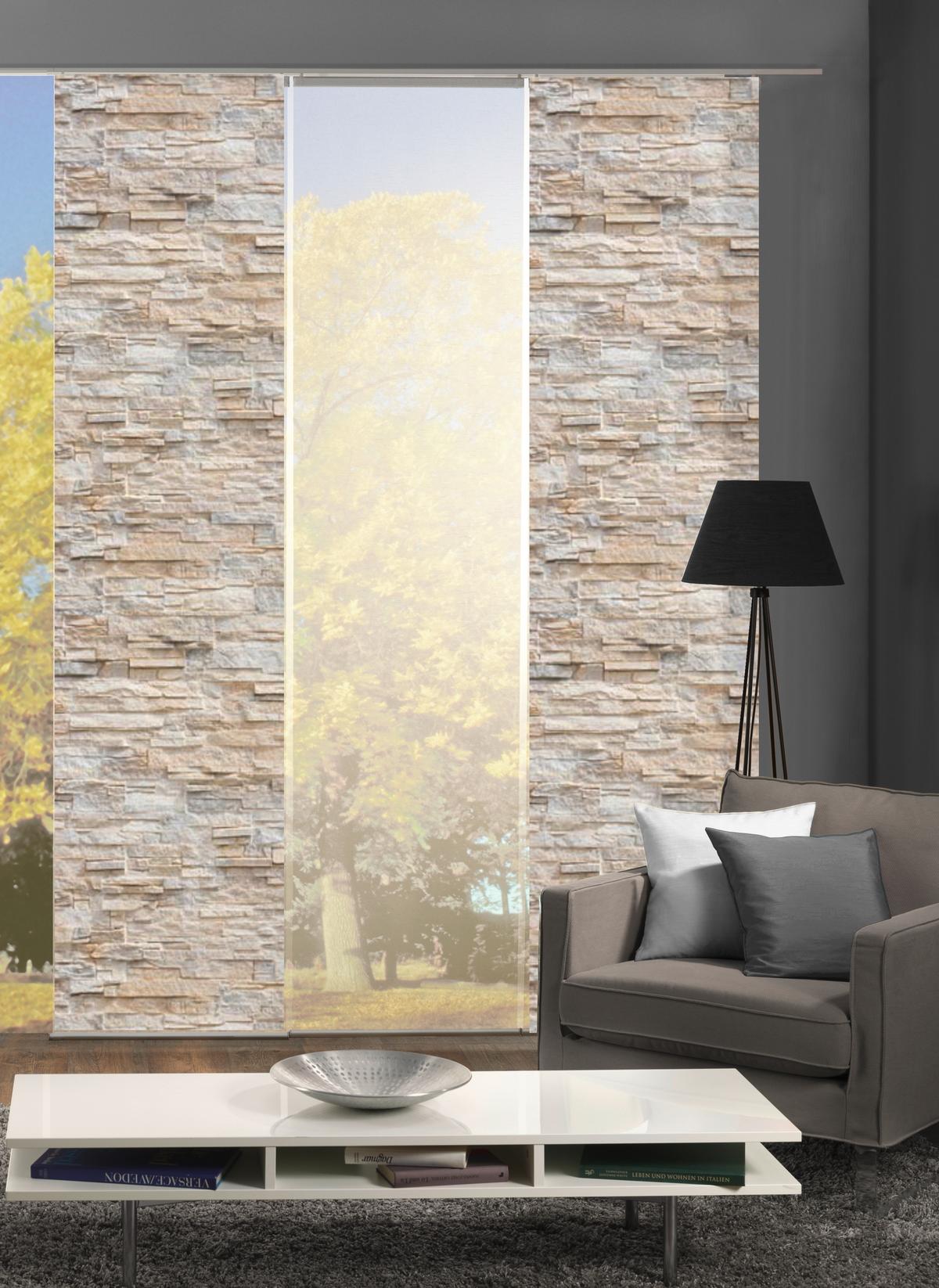 Flächenvorhang 3er Set Wallis - Naturfarben, Design, Textil (60/245cm) - Schmidt W. Gmbh