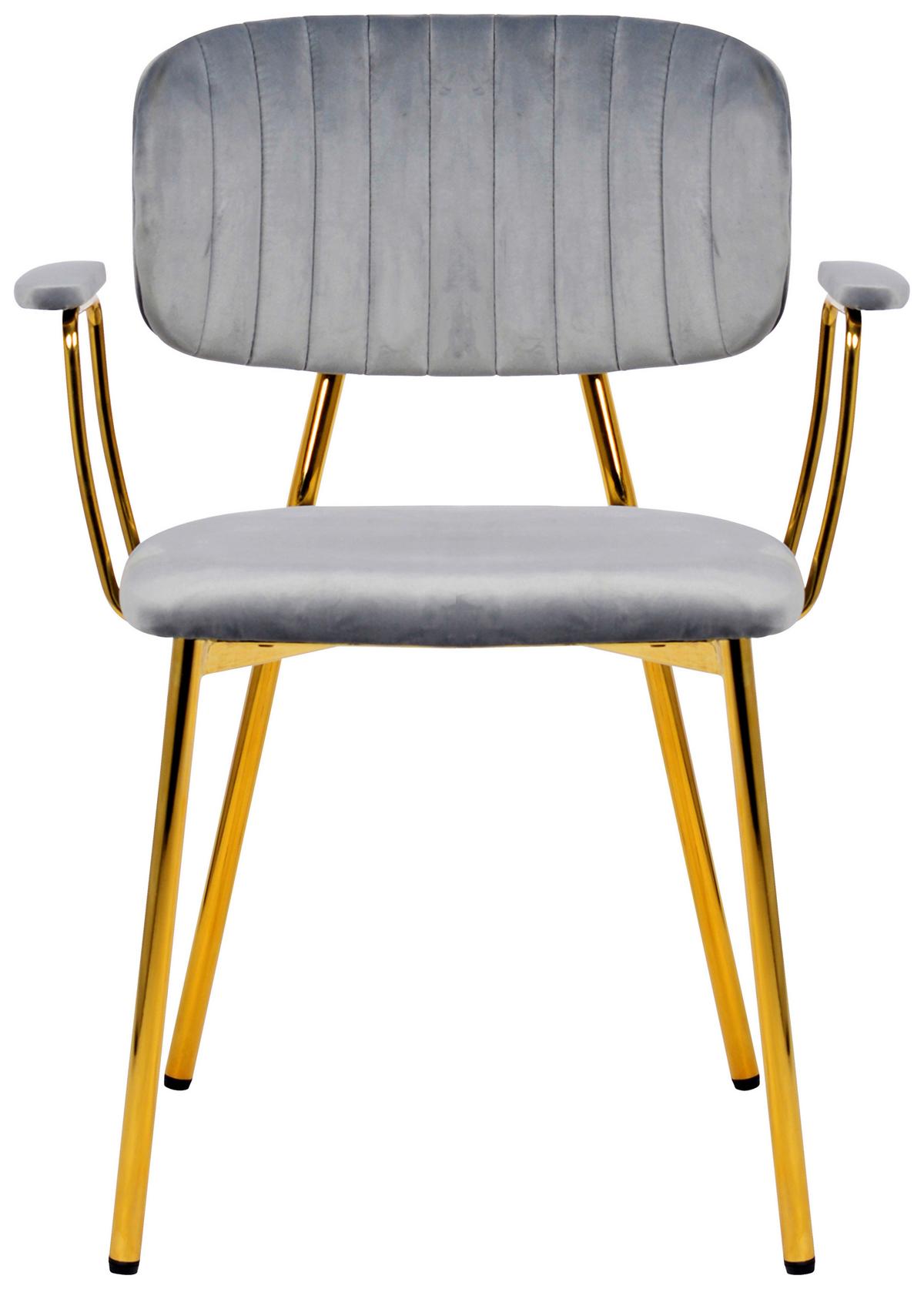 SADA STOLIČIEK S PODRÚČKAMI KIAN - sivá/zlatá, Modern, kov/textil (63/80/51cm) - MID.YOU