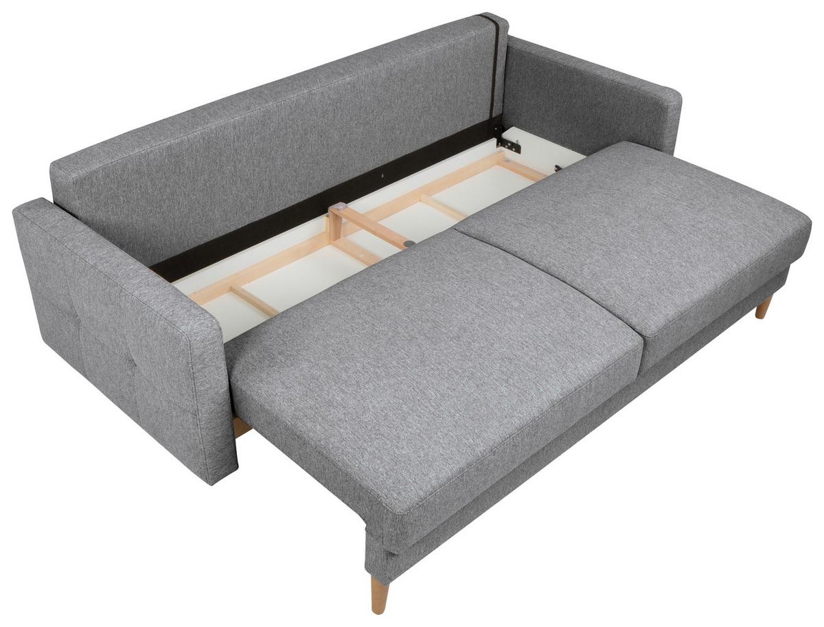 Schlafsofa Noret Graublau B: 222 cm - Eiche Wotan/Hellgrau, KONVENTIONELL, Textil (222/93/99cm) - MID.YOU