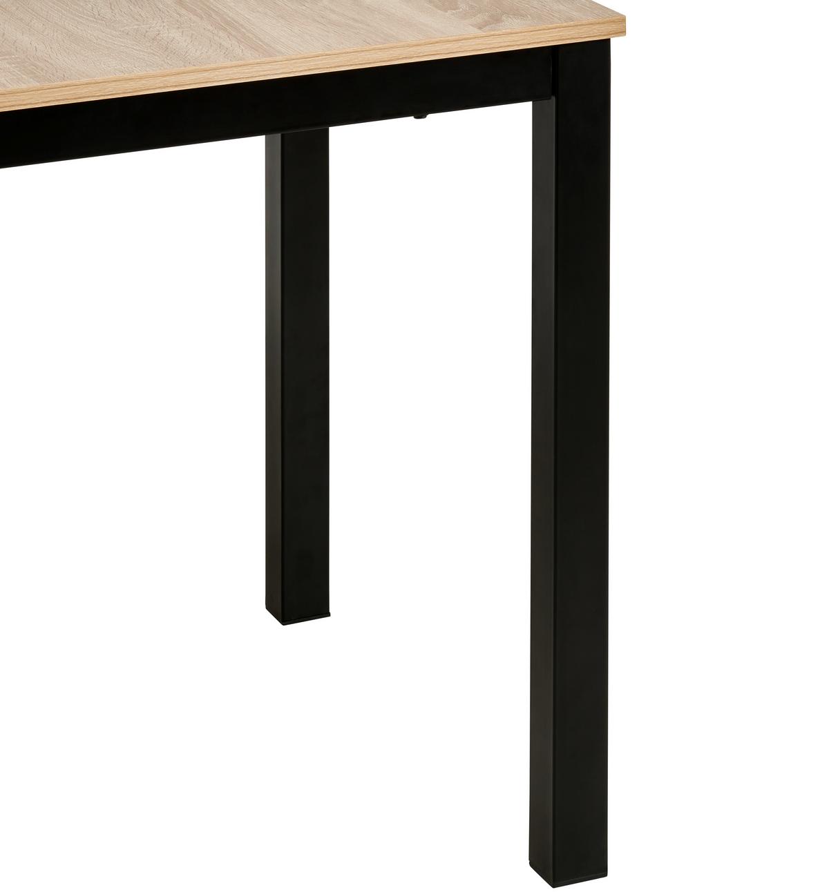 Ausziehtisch Gina 80 cm Mdf Sonoma Dekor, B: 80-120 cm - Schwarz/Sonoma Eiche, KONVENTIONELL, Holzwerkstoff/Metall (80-120/76/70cm) - MID.YOU