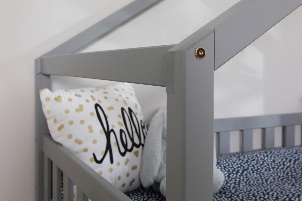 Hausbett Lou Hellgrau B: 120 Cm - Hellgrau/Naturfarben, MODERN, Holz (120/200cm) - MID.YOU