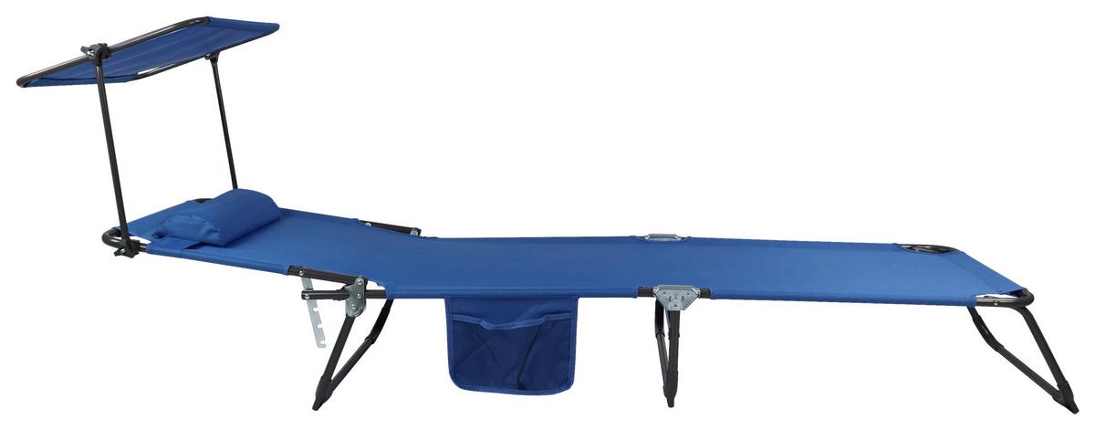 Gartenliege Bindox Stahl, Klappbar - Blau, MODERN, Kunststoff/Textil (55/24/185cm) - Ambia Garden
