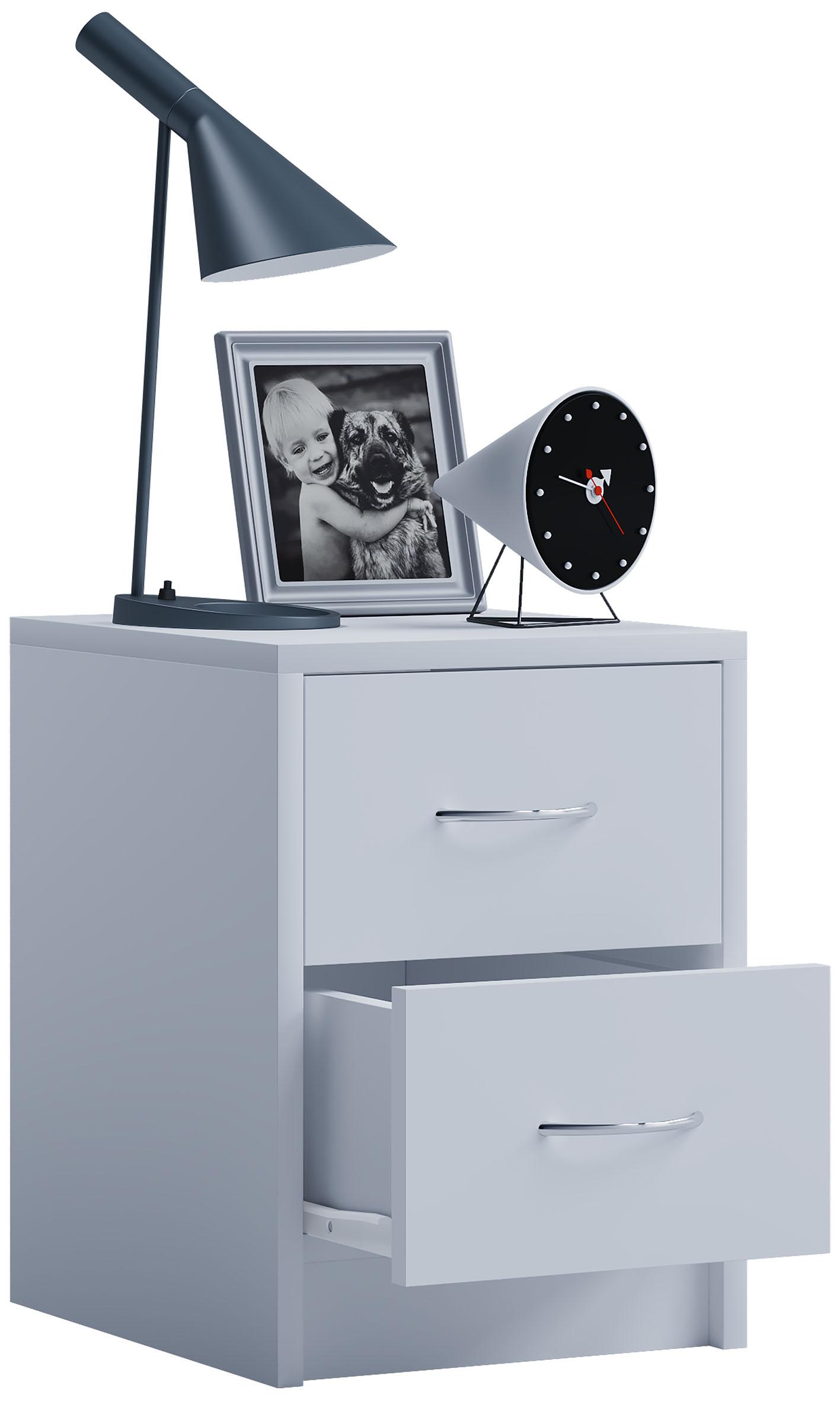 MID.YOU Nachtkästchen Boxal Mini Weiß B: 35 cm Front/Korpus: Weiß 2 Laden Griff: Stangengriff B/H/T: ca. 35/40/35 cm