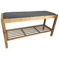 Garderobenbank Sam 3 Paar, Bambus/Grau H: 46 cm - Naturfarben/Grau, MODERN, Naturmaterialien/Textil (90/46/30cm)