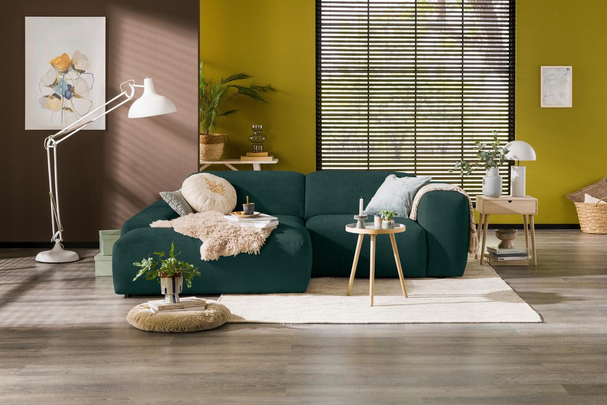 Ecksofa Hannah Grün 170x252 cm - Schwarz/Grün, Design, Textil (170/252cm) - MID.YOU