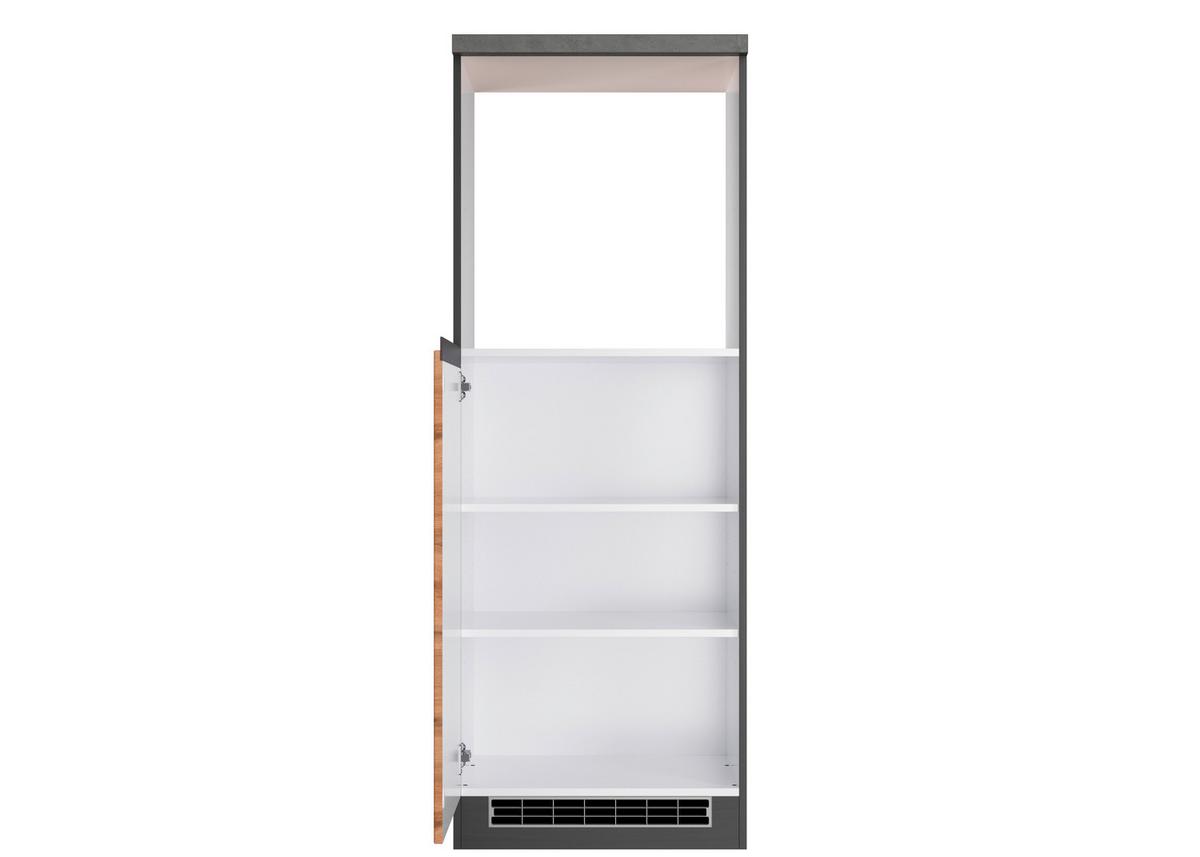 Herdumbauschrank Turin 60cm Graphitfarben/Eiche - Eiche Wotan/Graphitfarben, Design, Holzwerkstoff (60/166/60cm) - Held