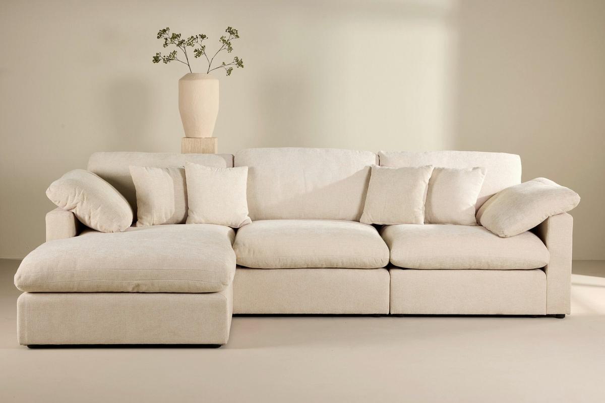 Ecksofa Amalfi Beige B: 297cm - Beige, MODERN, Kunststoff/Textil (297/85/107cm) - Livetastic
