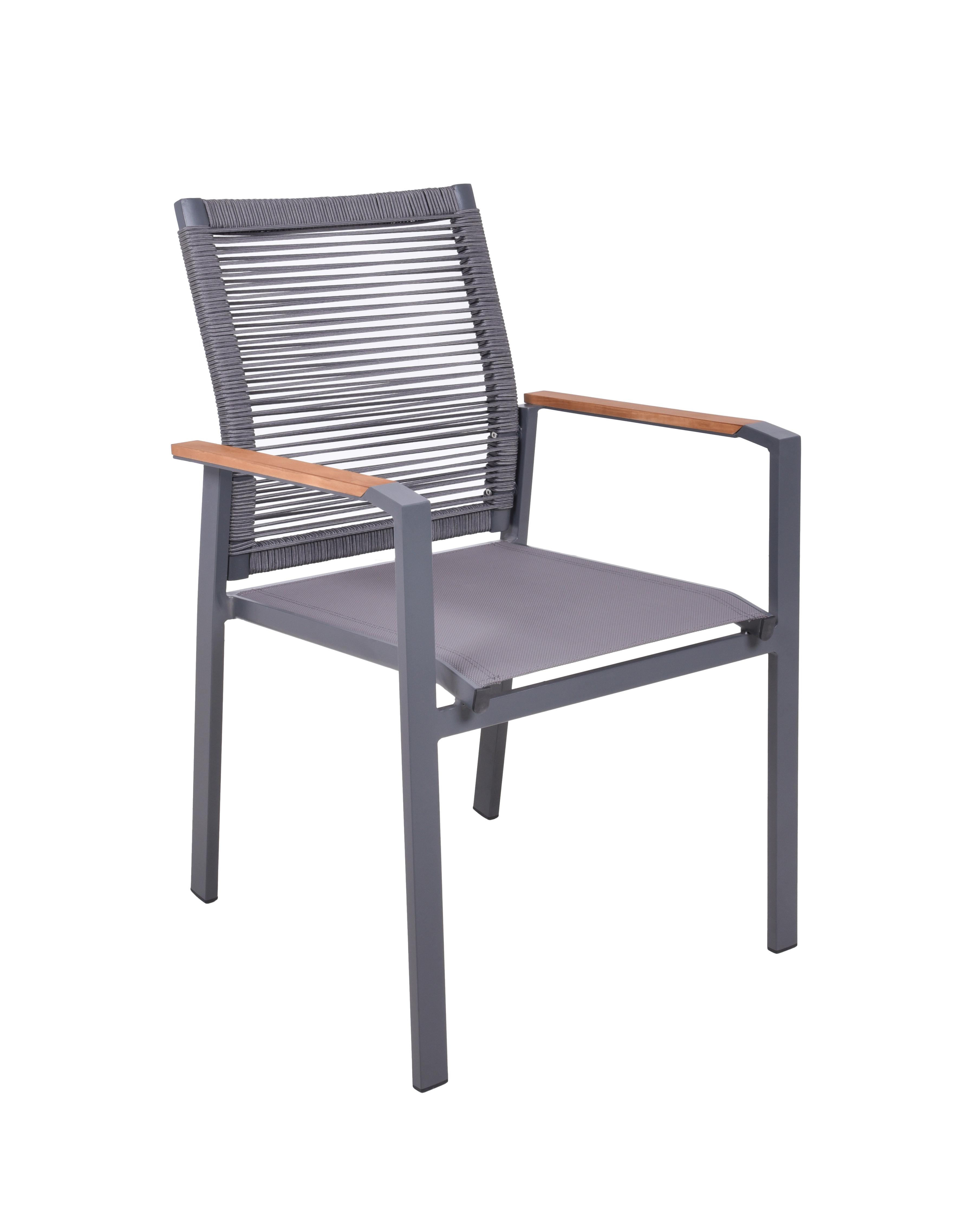 Stapelstuhl Davina - Anthrazit/Braun, Basics, Holz/Kunststoff (62,5/87/56,5cm) - Gardenson