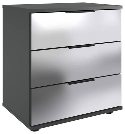 Nachtkästchen Saigon - Klar/Schwarz, MODERN, Glas/Holzwerkstoff (52/58/38cm) - MID.YOU