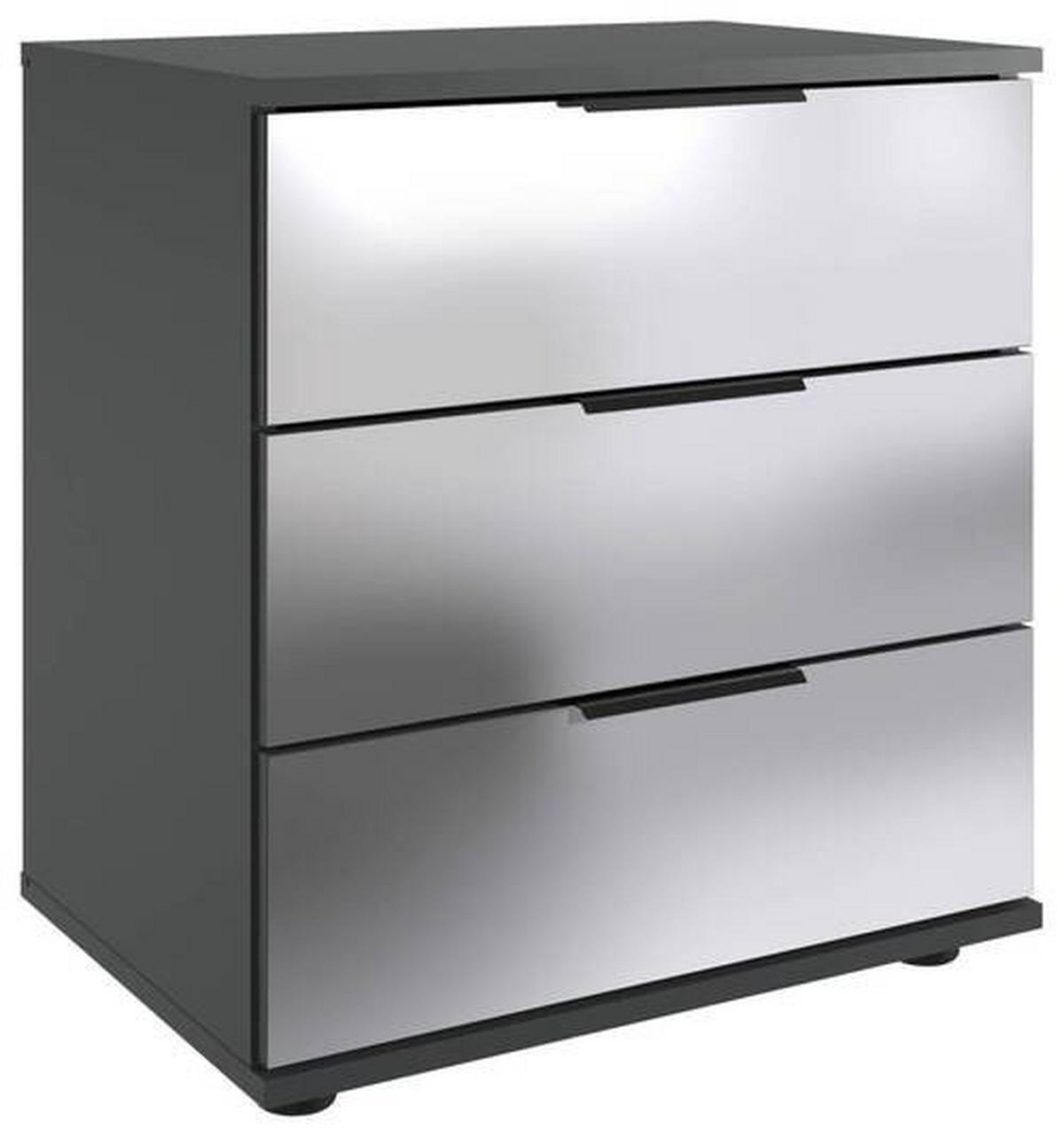 Nachtkästchen Saigon - Klar/Schwarz, MODERN, Glas/Holzwerkstoff (52/58/38cm) - MID.YOU