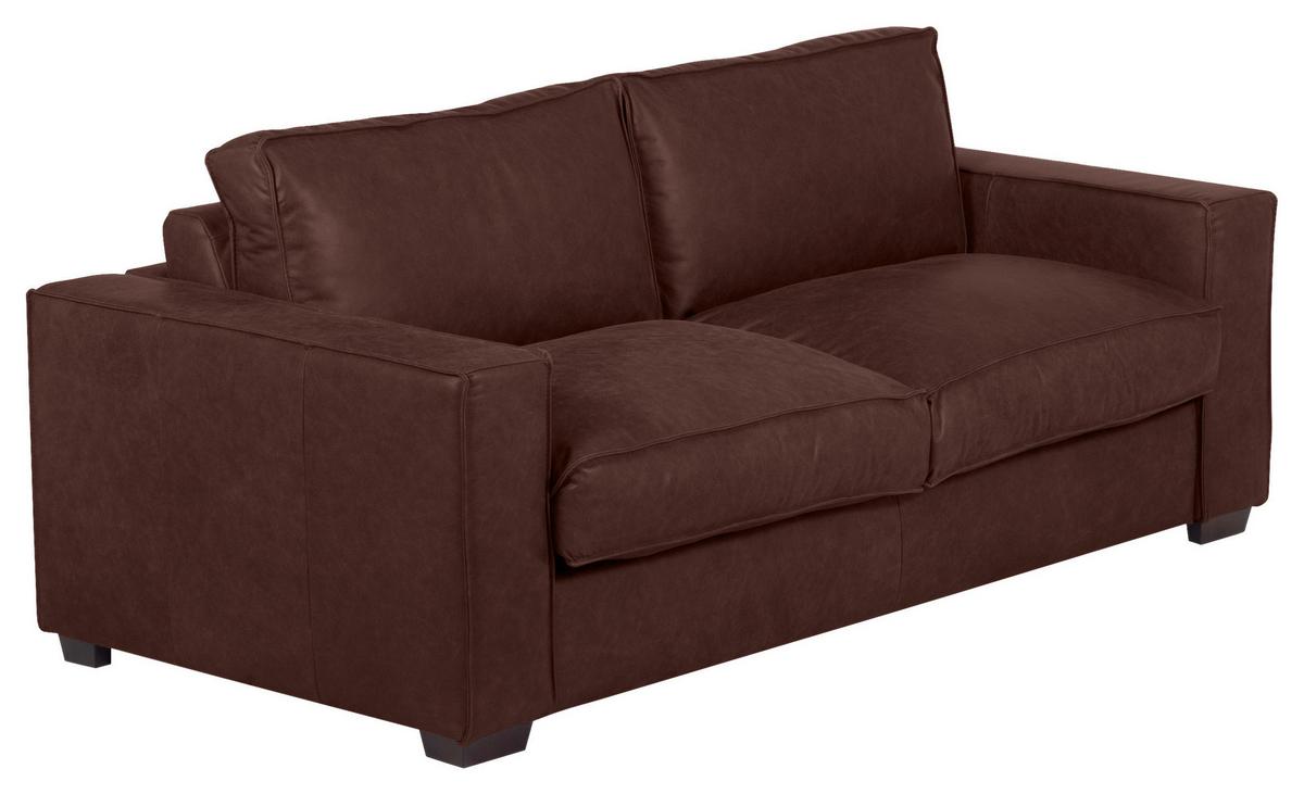 Schlafsofa Texas Braun Anilinleder, B: 203 Cm - Dunkelbraun/Braun, Design, Leder (203/85/99cm) - MID.YOU