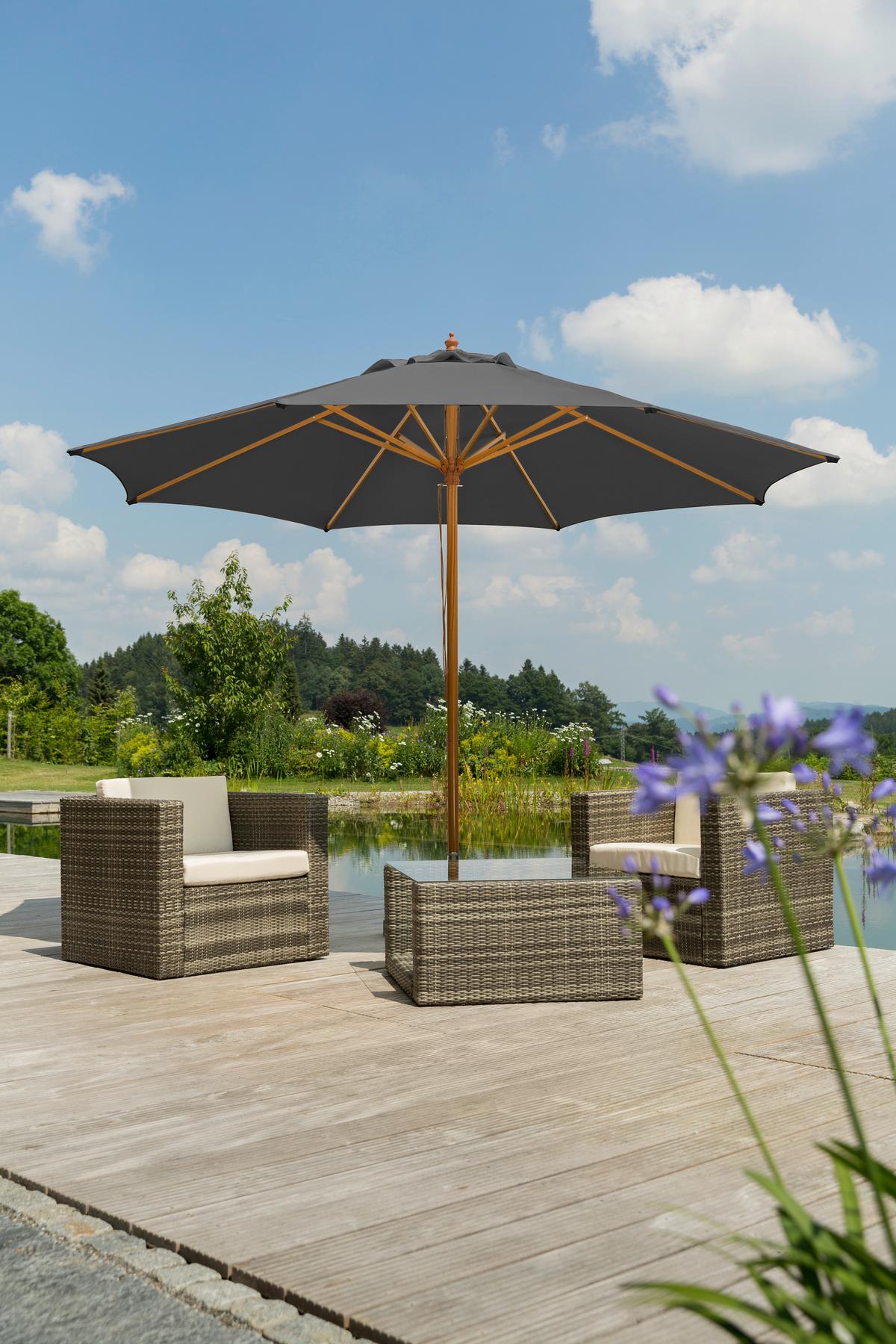 Sonnenschirm Malaga Bxhxt: 300x257x300 Cm Anthrazit - Anthrazit/Buchefarben, Basics, Textil/Metall (300/257/300cm) - Schneider