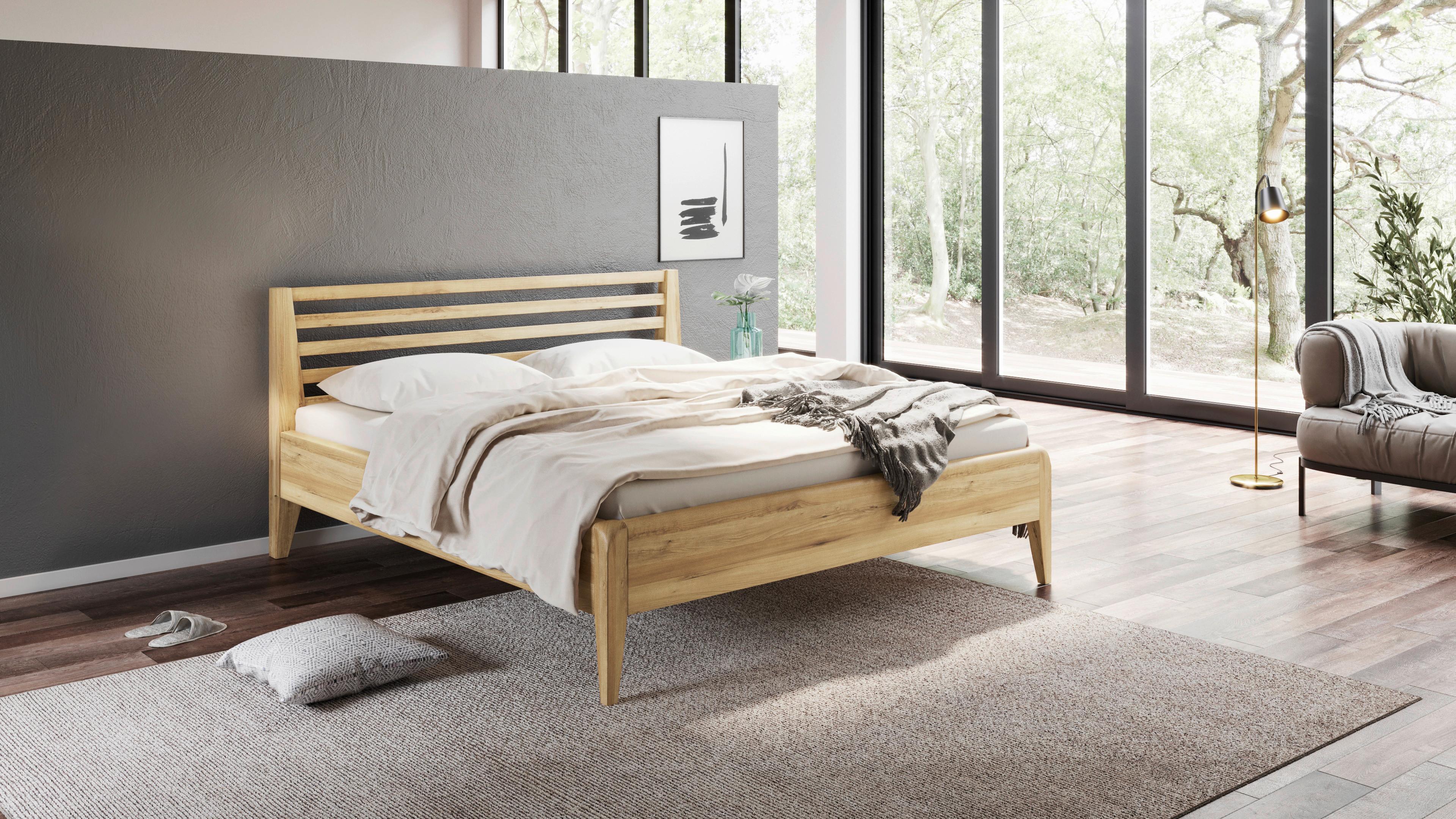 Bett Lisa Naturfarben /Wildeiche 160x200cm - Wildeiche/Naturfarben, MODERN, Holz (160/200cm) - MID.YOU