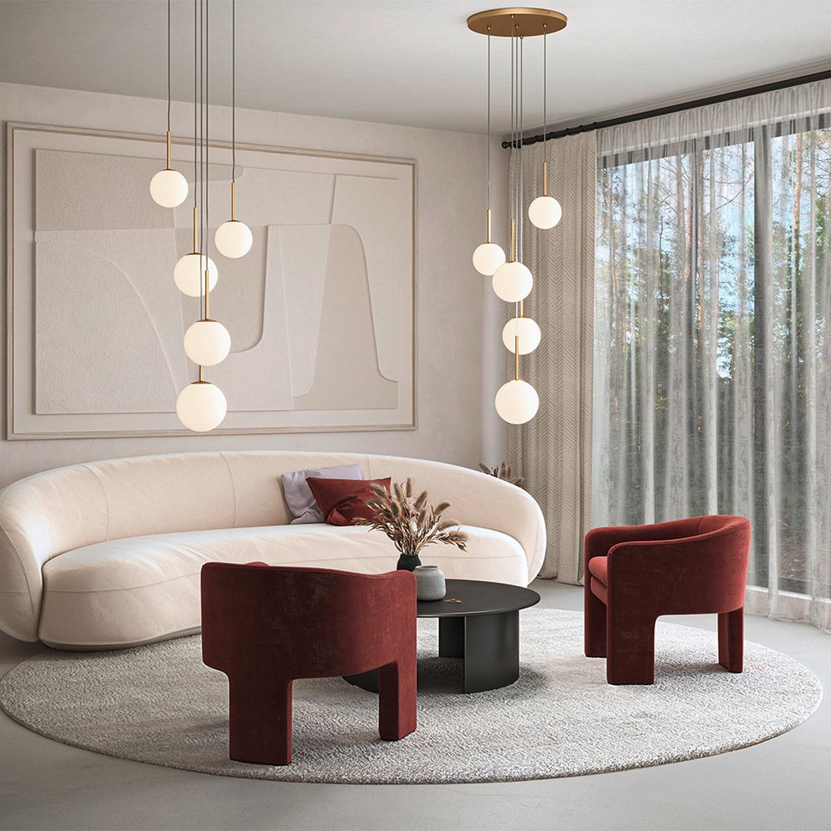 Pendelleuchte Basic Form - Goldfarben/Weiß, Trend, Glas/Metall (58/180/58cm) - MAYTONI