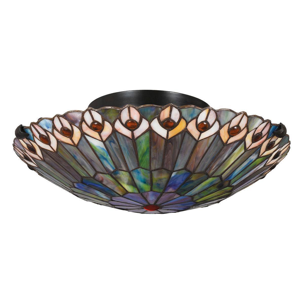 Mennyezeti Lámpa Qz-Watkins-F-Vb - sötétbarna/többszínű, Konventionell, üveg/fém (13,5/42,0cm) - Elstead Lighting
