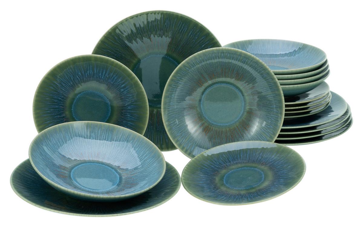 Tafelservice Steingut 4 Personen Geschirr Set - Grün, Basics, Keramik (43/40/37cm) - Creatable