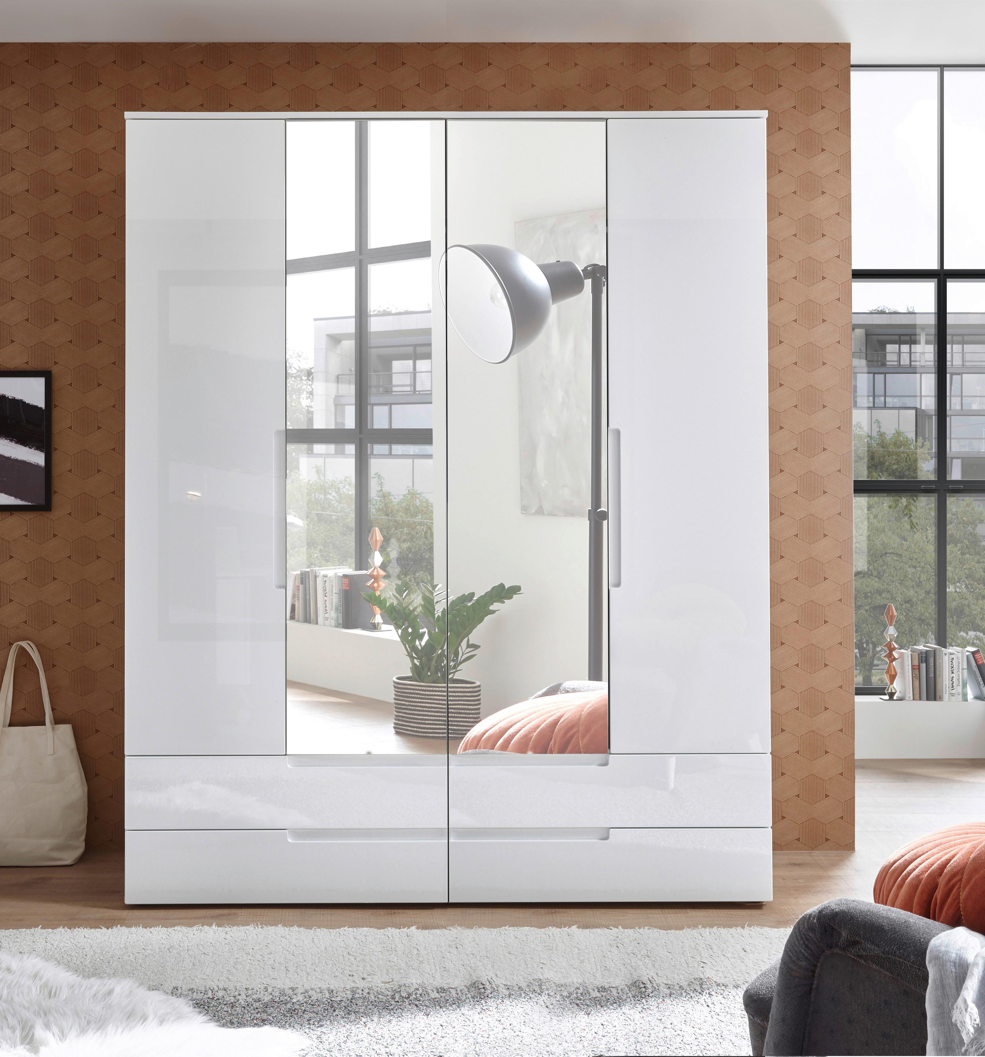 Drehtürenschrank Mit Spiegel 160 cm Spice Weiß - Weiß, MODERN, Holzwerkstoff (160/208/57cm) - MID.YOU