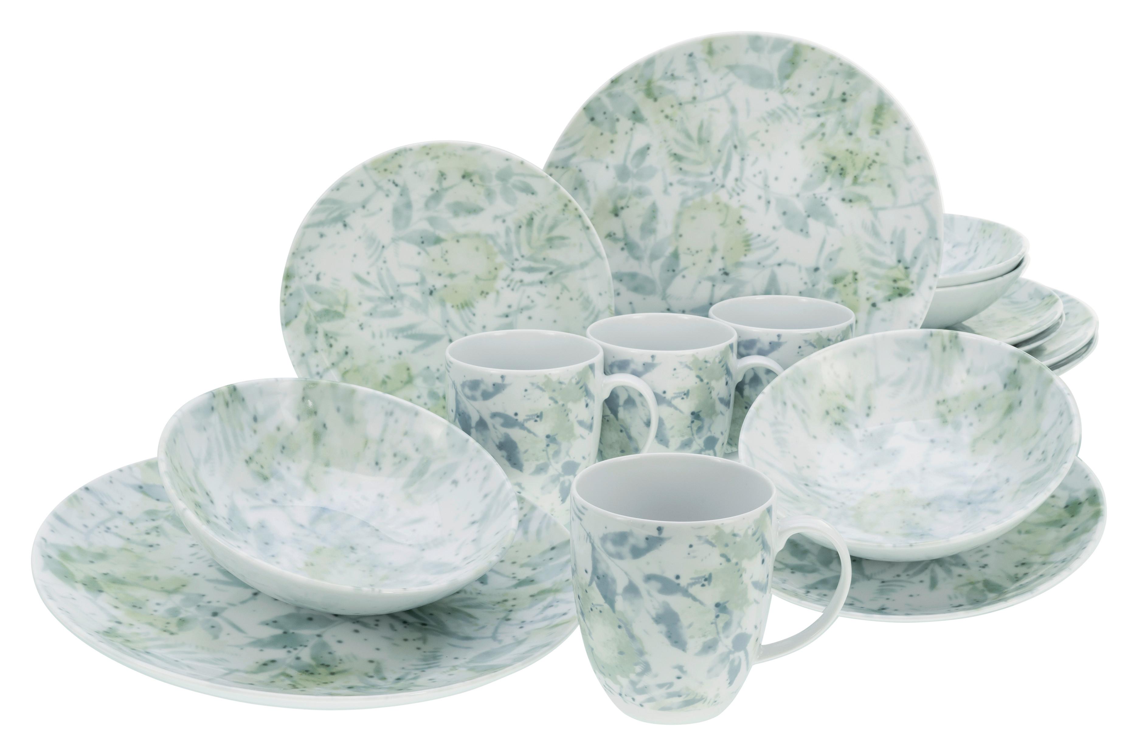 Kombiservice Keramik 4 Personen Geschirr Set - Grün, Basics, Keramik - Creatable