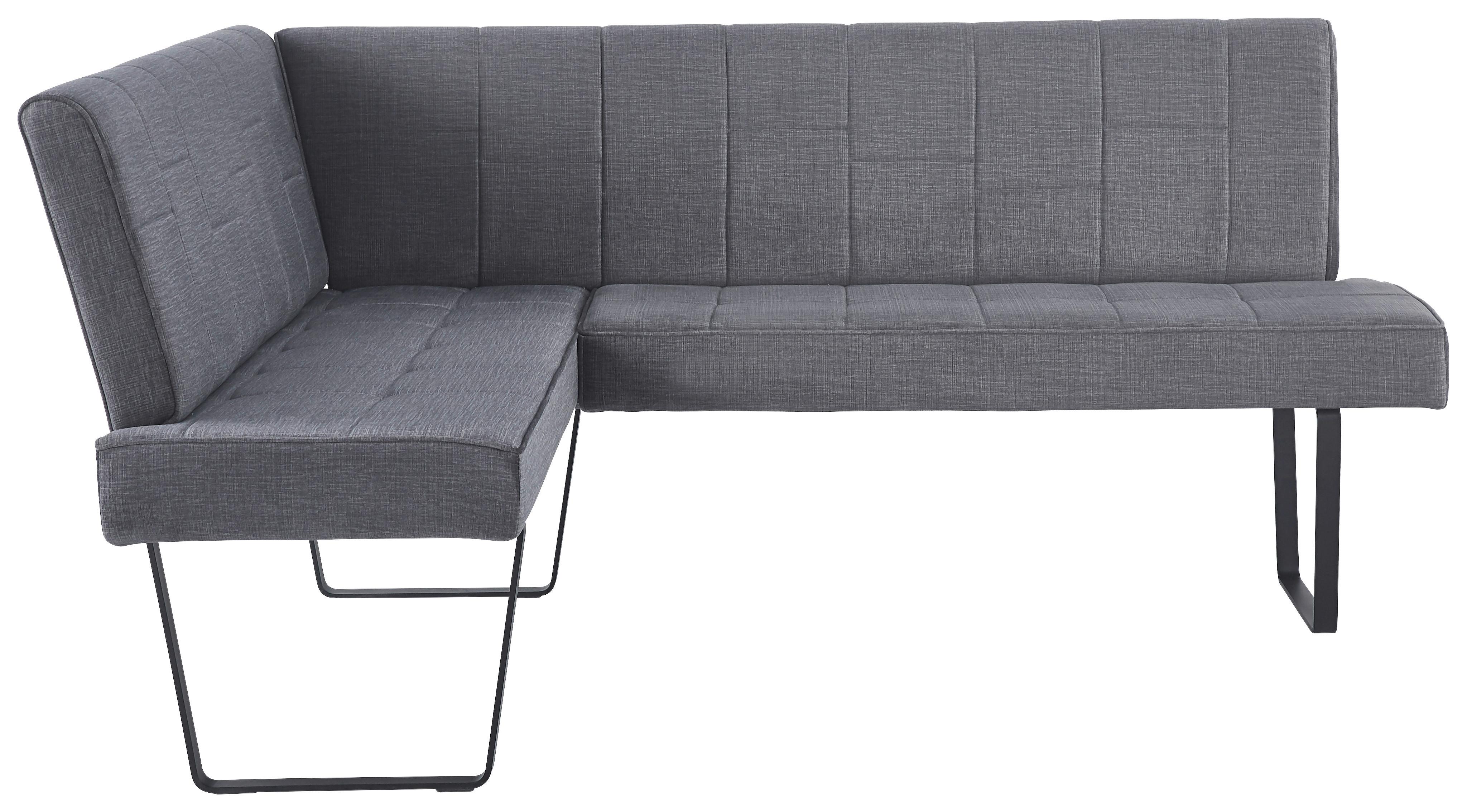 Eckbank Tilos Samt Dunkelgrau, S: 150x190 cm - Dunkelgrau/Schwarz, KONVENTIONELL, Textil/Metall (150/190cm) - MID.YOU