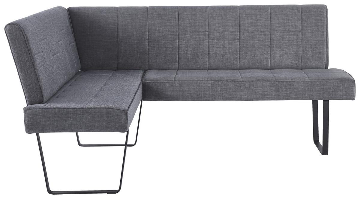 Eckbank Tilos Samt Dunkelgrau, S: 150x190 cm - Dunkelgrau/Schwarz, KONVENTIONELL, Textil/Metall (150/190cm) - MID.YOU