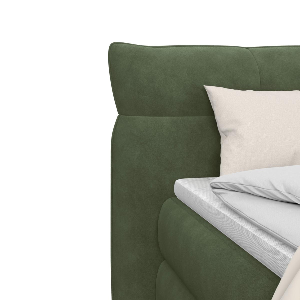 Boxspringbett Carmelo Dunkelgrün 180x200 cm - Dunkelgrün/Schwarz, Trend, Textil (180/200cm)