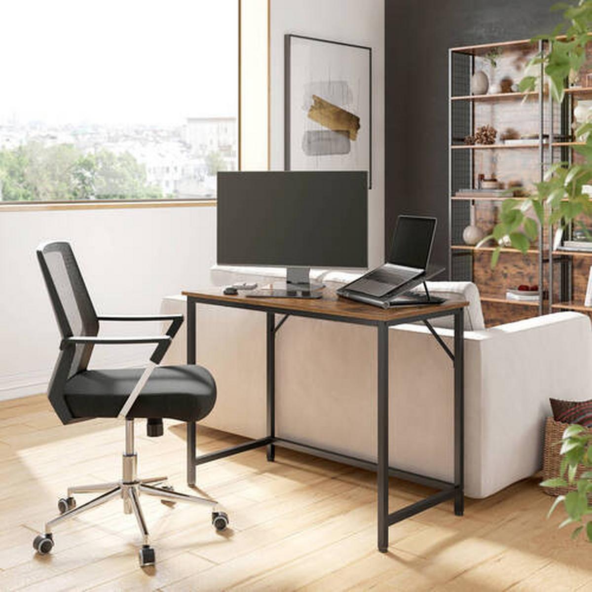 Schreibtisch B: 50 Cm, H: 75 Cm, Iron - Schwarz/Braun, Basics, Holzwerkstoff/Metall (100/50/75cm) - Boxxx