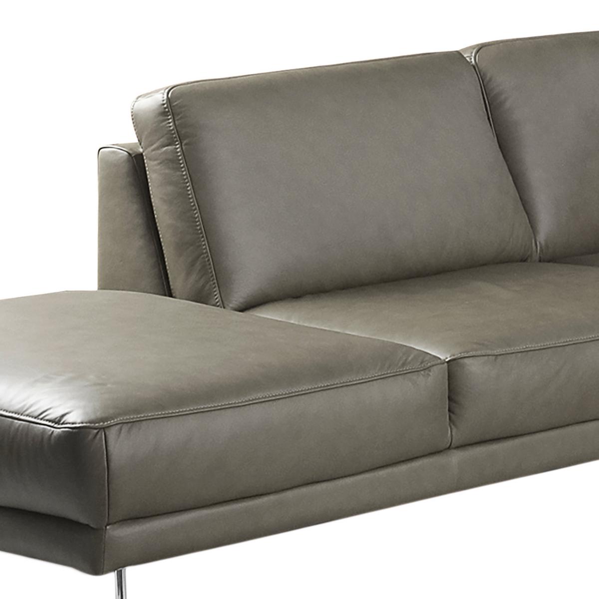 Ecksofa Spring Grau Chrom S: 250x273 cm - Chromfarben/Grau, Design, Leder (250/273cm) - Livetastic