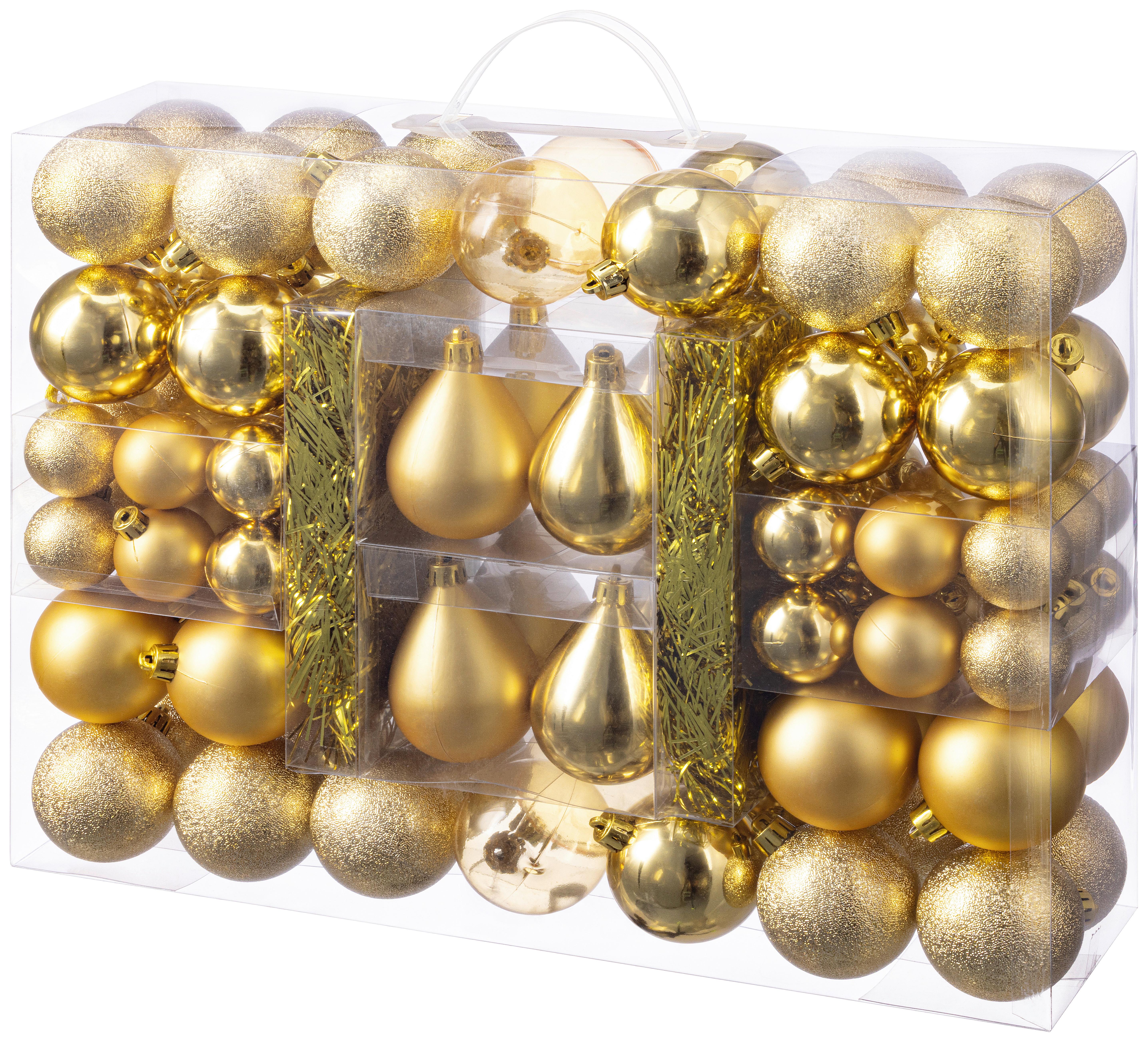 CHRISTBAUMKUGEL-SET Ena, Goldfarben, 90-teilig - Goldfarben, KONVENTIONELL, Kunststoff - Luca Bessoni