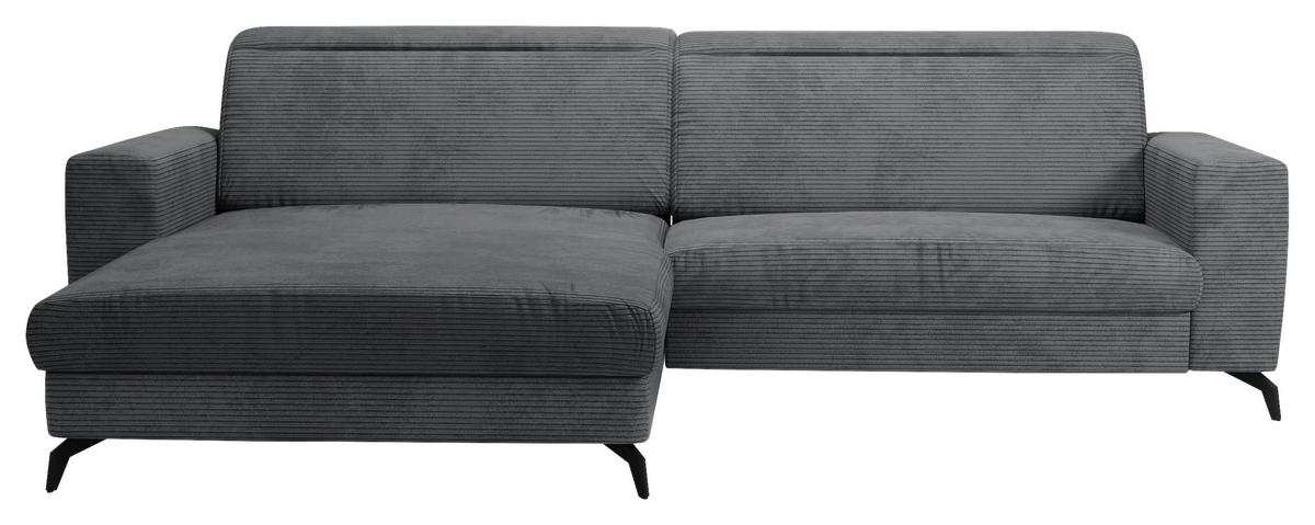 Ecksofa Bolero grau mit Kopfteilverstellung 178x290 cm - Schwarz/Grau, KONVENTIONELL, Textil (178/290cm) - Sit & More