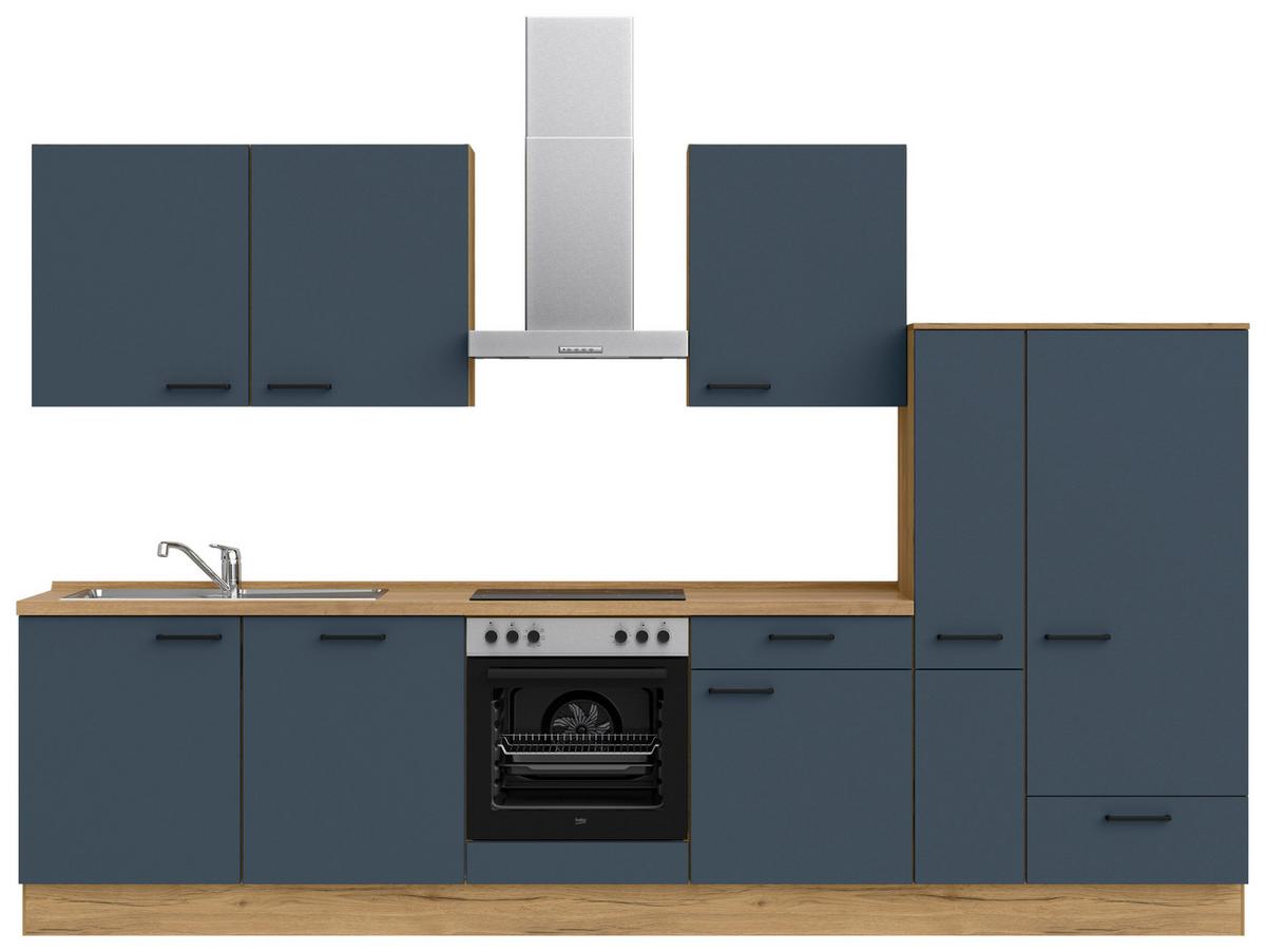 Küchenleerblock Easytouch Low-Line, L11 Rechts - Blau/Eichefarben, MODERN, Holzwerkstoff (330cm) - Nobilia