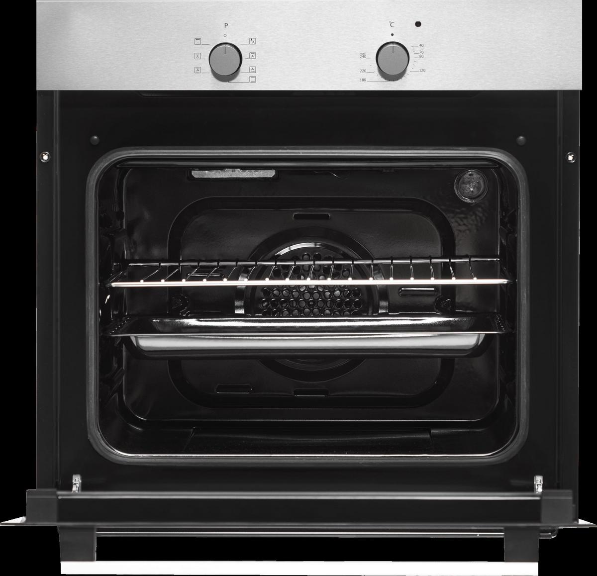 Einbau-Backofen B: 59,5 cm Schwarz/Edelstahlfarben - Edelstahlfarben/Schwarz, Trend, Glas/Metall (59,5/59,5/56,5cm) - Respekta
