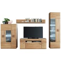 Wohnkombination teilmassiv 4--Teilig. Bologna Eichefarben - Eichefarben, Design, Glas/Holz (320/208/50cm) - Livetastic