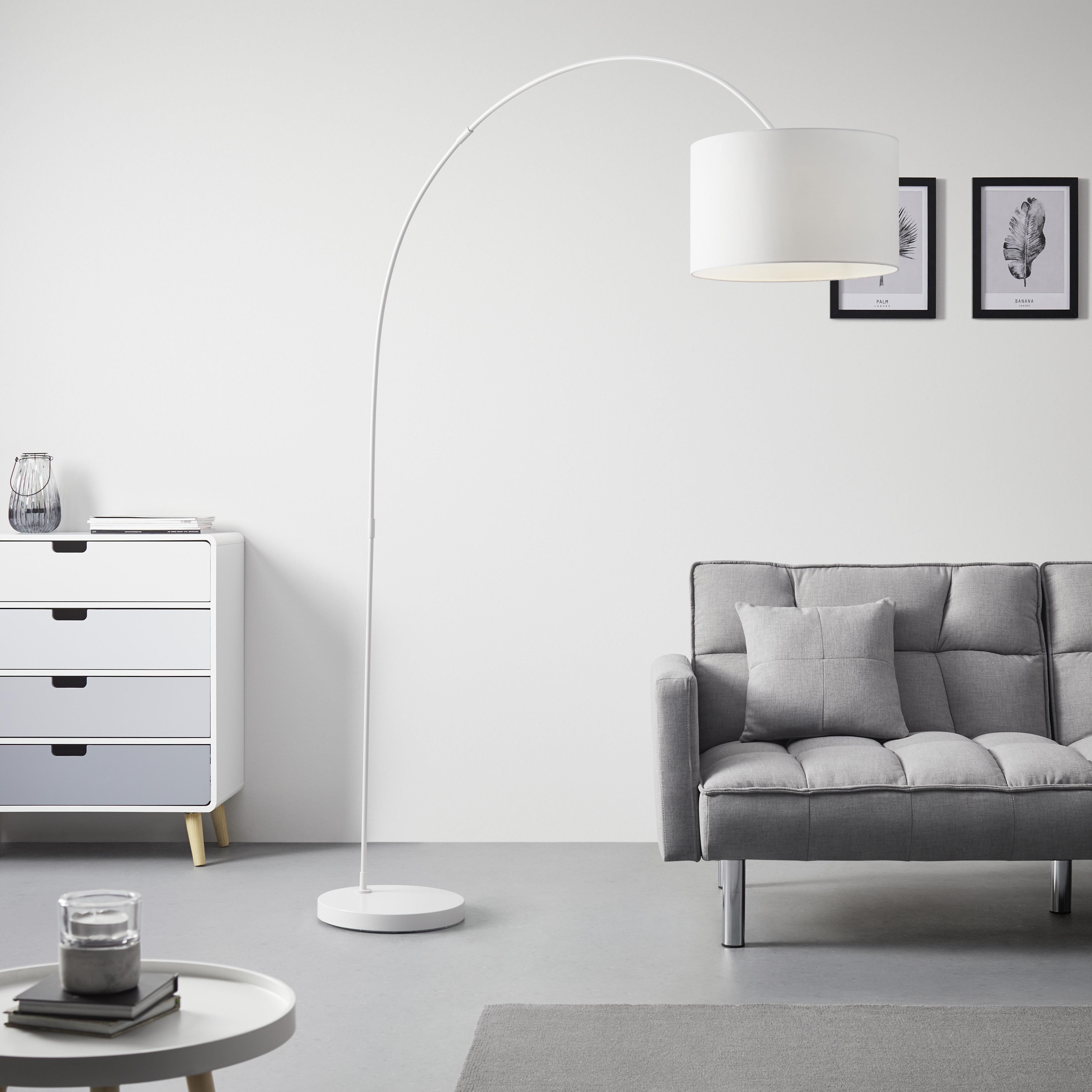 Stojací Lampa Maddison - bílá, Moderní, kov/textil (40/187/40cm) - Modern Living