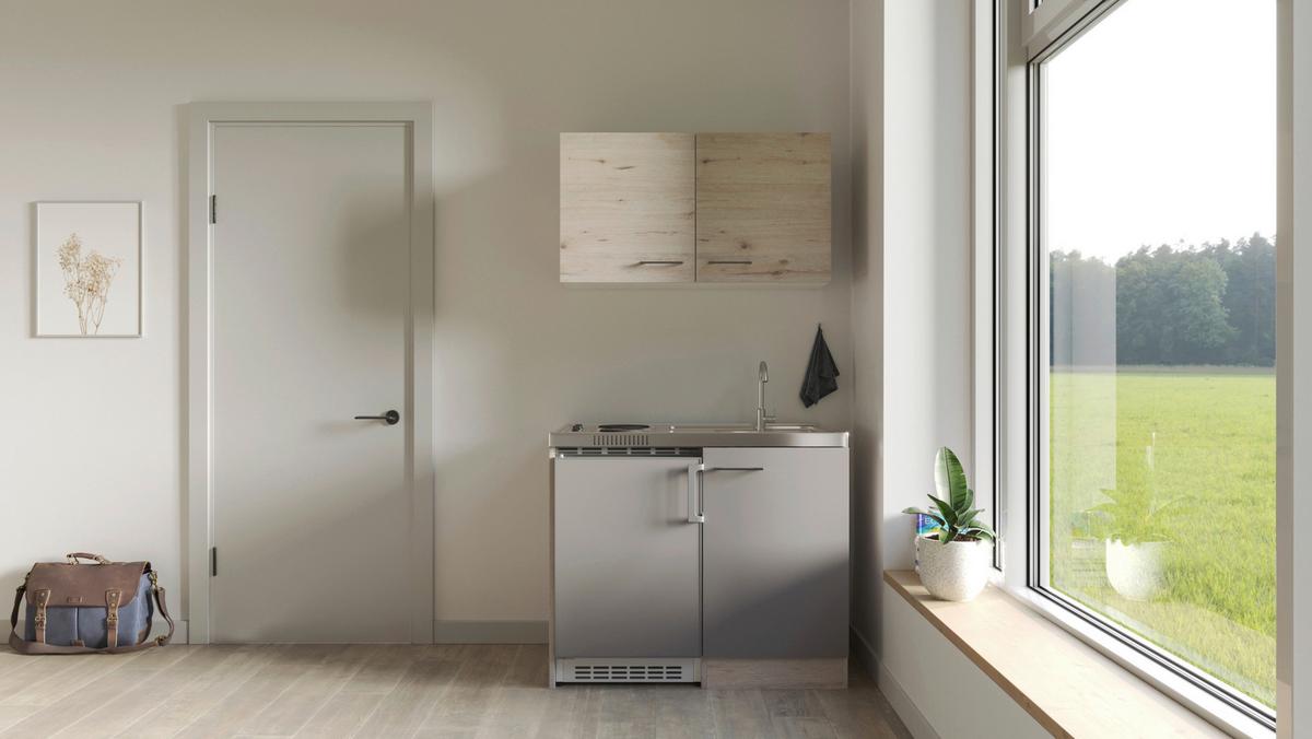 Miniküche Riva Eiche San Remo B: 100 Cm - Champagner/Eiche San Remo, MODERN, Holzwerkstoff (100cm) - FlexWell