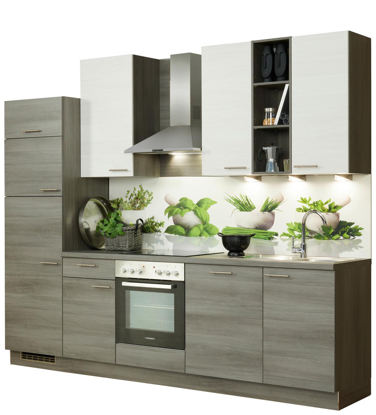 Küchenzeile Plan Mit Geräten B: 280 Cm Eiche Dekor/weiß - Trend, Holzwerkstoff (280cm) - Express