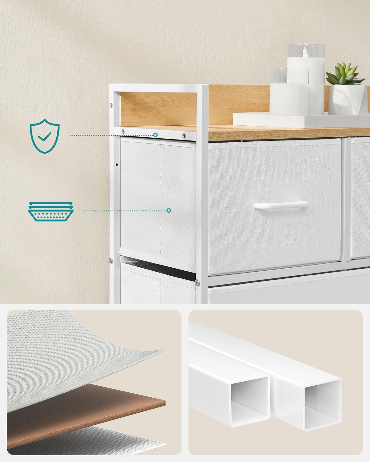 KOMMODE Weiß, Eiche Dekor B: 98,2cm - Eichefarben/Weiß, Basics, Holzwerkstoff/Textil (98,2/70/29cm)