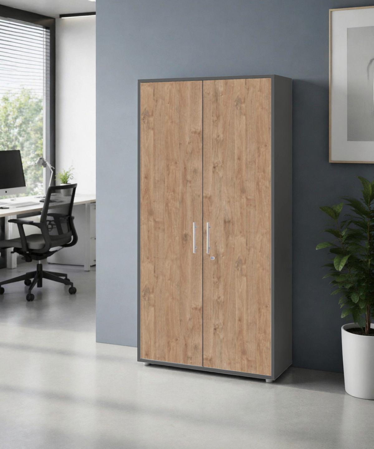 AKTENSCHRANK OFFICE EDITION - Eichefarben/Anthrazit, MODERN, Holzwerkstoff (84,4/185,6/33cm) - MID.YOU