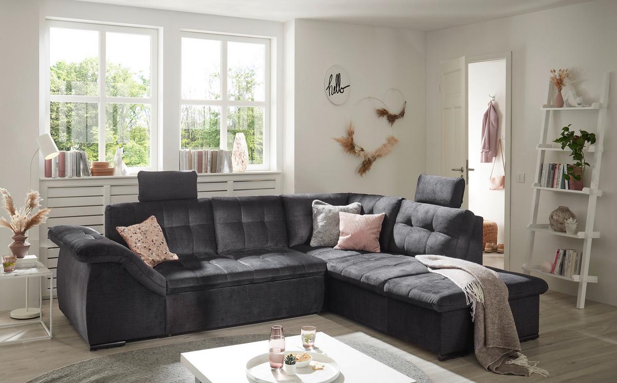 Ecksofa Estrella Schwarz S: 283x217 cm - Schwarz, KONVENTIONELL, Textil (283/217cm) - MID.YOU