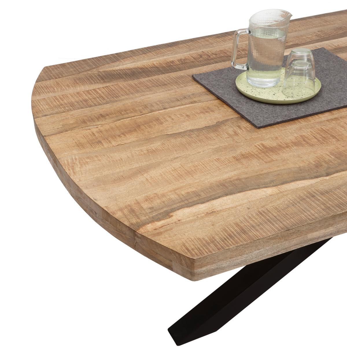 Esstisch Veneti 200x77x100cm Mangoholz/schwarz - Schwarz, MODERN, Holz/Metall (200/77/100cm) - MID.YOU