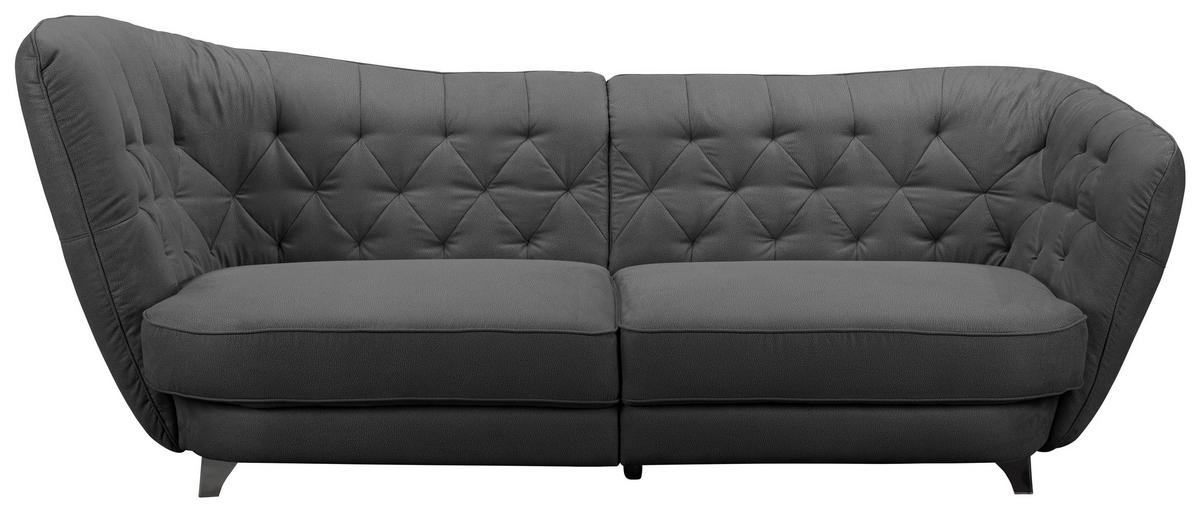 Big Sofa Mit Echtem Rücken Retro B: 256 Cm Anthrazit - Chromfarben/Anthrazit, MODERN, Textil (256/98/115cm) - MID.YOU