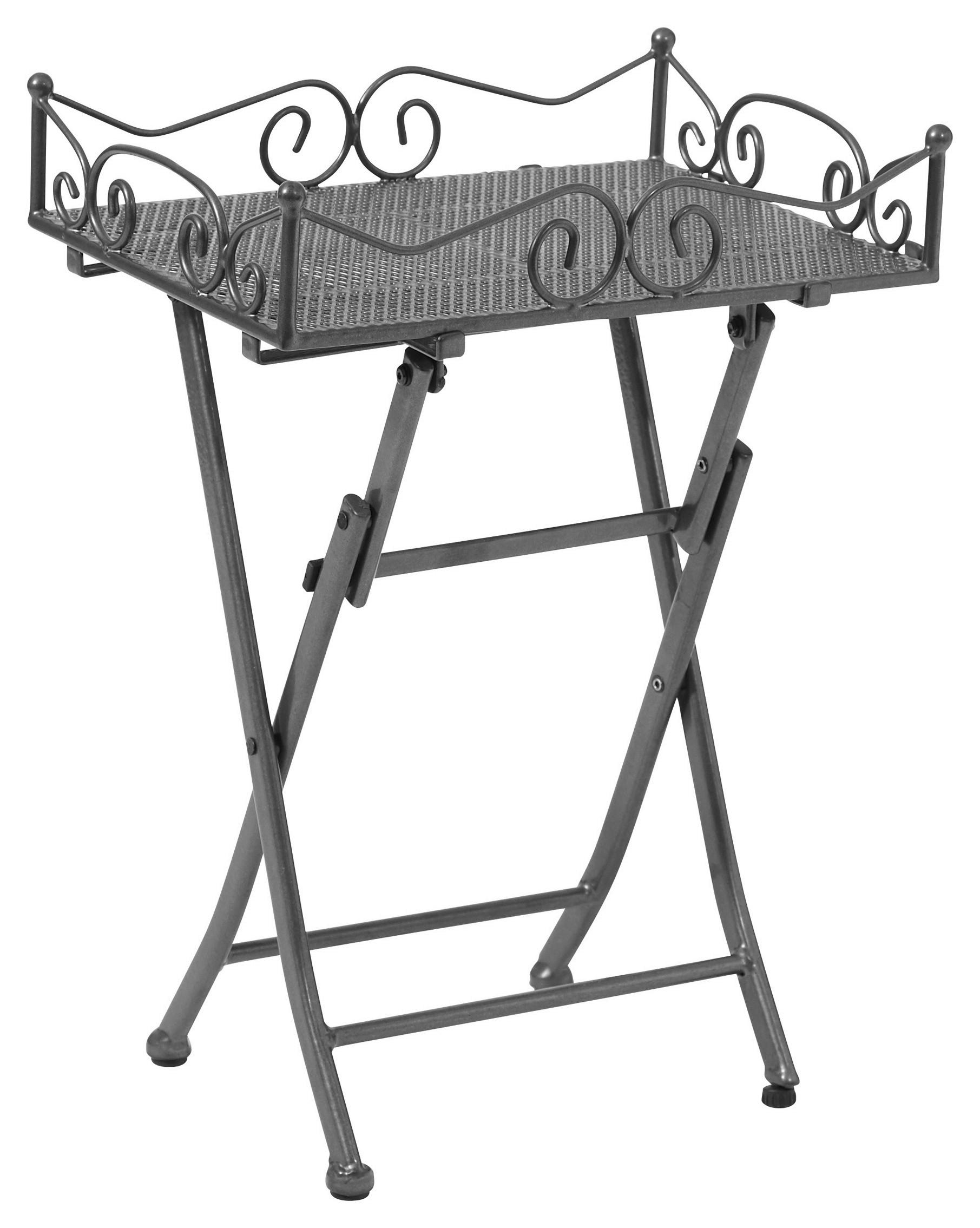 Gartenbeistelltisch Klappbar Toulouse Stahl Grau L: 51 Cm - Grau, Basics, Metall (51/36/69cm) - Gardenson